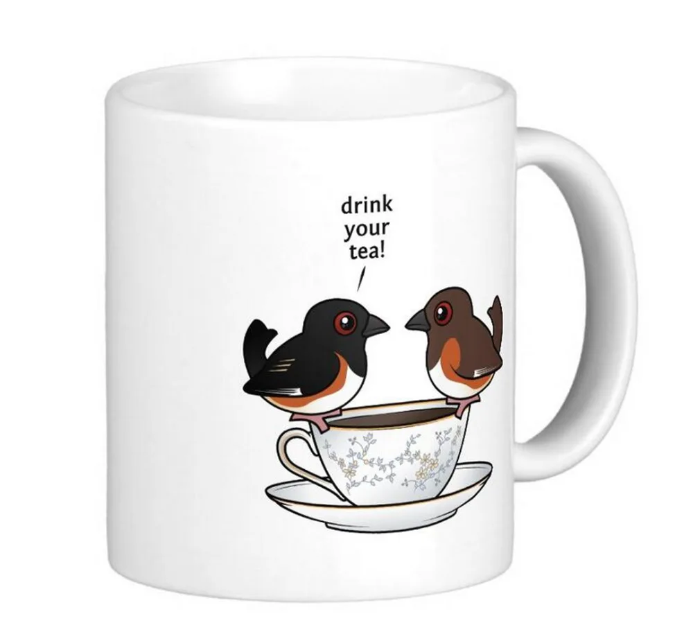 Drink Your Tea High Quality White Coffee Mugs Tea Mug Customize Gift By