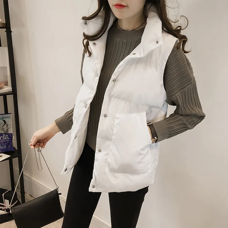 

New Women Parka Vest Winter Women Sleeveless Zipper Jacket Coat Female Casual Plus Size Warm Vest Ladies Outerwear