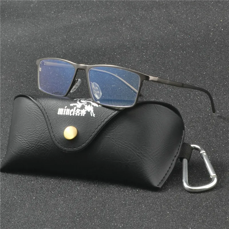 

High quality men's square photochromic reading mirror brand designer classic metal progressive reading glasses with box NX