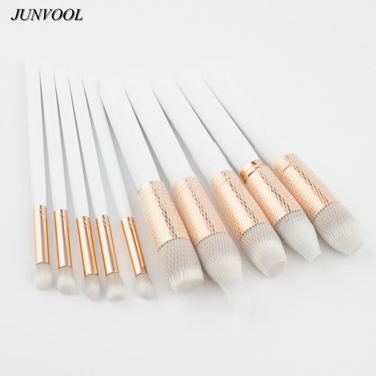 10Pcs Pearl White/Gold Makeup Brushes Set Cosmetics Foundation Blending