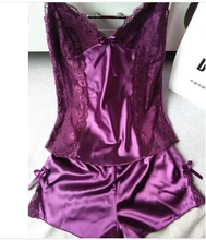 Women’s Enchanting 2 Piece Cami Set Sleepwear Sexy Lace Pajamas Sets Womens Fashion Soft Blouse Harnesses Shirt+Shorts Underwear