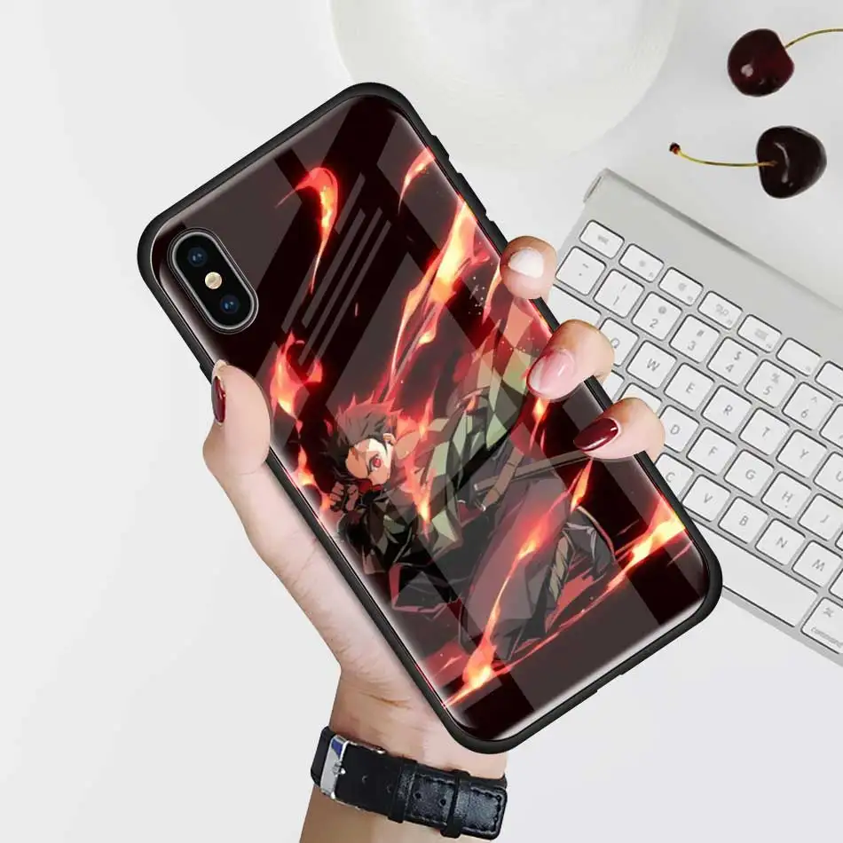 Anime Demon Slayer Kimetsu no Yaiba Tempered Glass Case for Apple iPhone XR 7 8 6 6S Plus 11 Pro X XS MAX Soft Edg Phone Cover