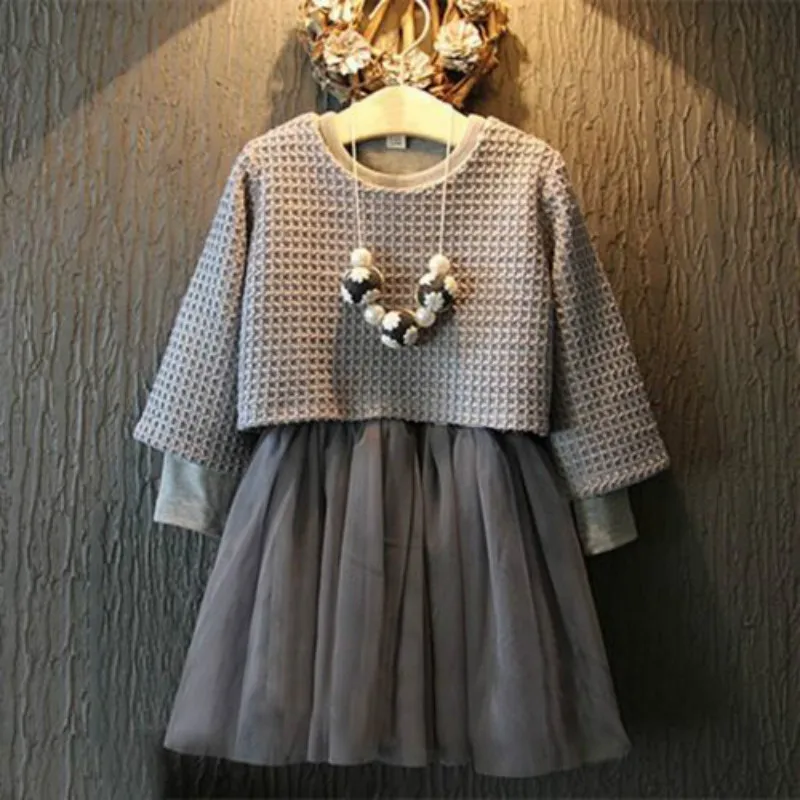 

Spring / Summer Baby Girl Clothing Set Lace Children Cloth Suit Long Sleeve Bow Kids 2PCS Top DRESS