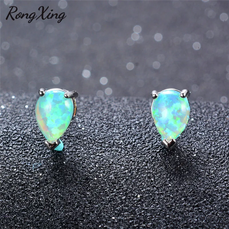 Женские серьги гвоздики с зеленым/синим/белым огненным опалом|opal stud earrings|fire opal