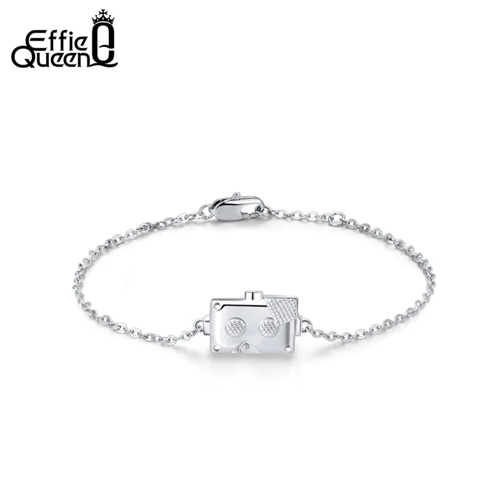 

Effie Queen Silver Color Bracelets For Women Cute Billy Elliot Robot Pattern Pulseras Mujer Strand Bracelet Jewelry Gift DB69