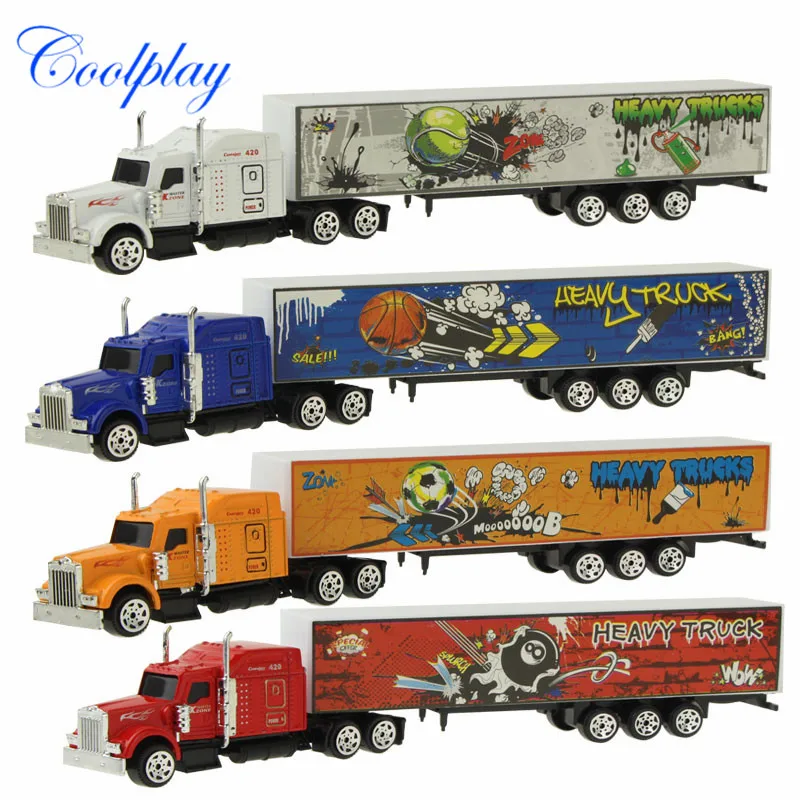 

1:87 Scale Sliding Alloy Car Model Container truck Toy Vehicles Mini Diecast Model Car Educational Toy for Kids Boy )