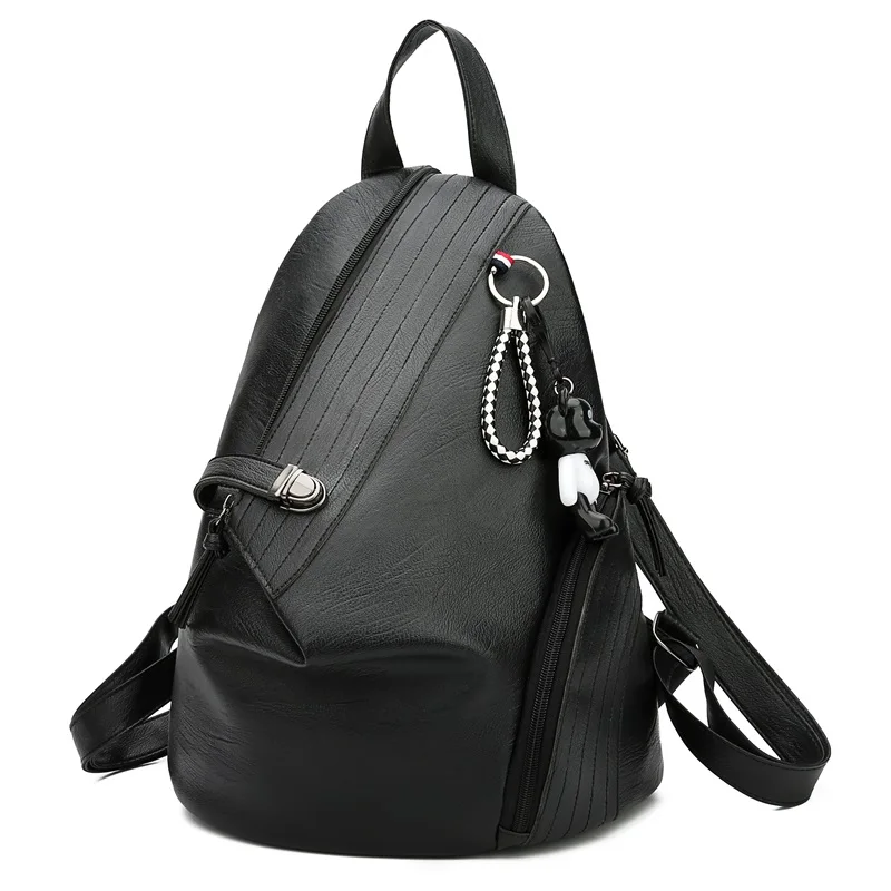 Backpack women PU leather school bag female backpack men travel bag unisex backpack school bags for teenage girls 2019 Black