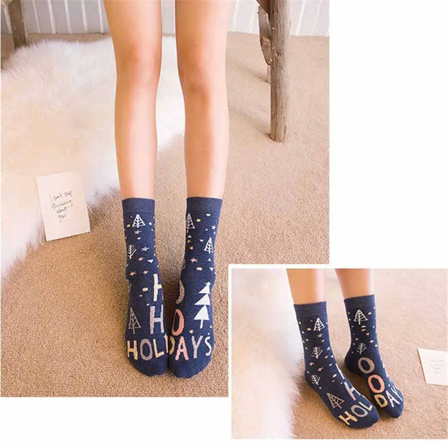 [WPLOIKJD]Autumn Winter Warm Terry-Loop Cute Socks Cartoon Animals Patterns Casual Funny Socks Sokken Christmas Calcetines Gift