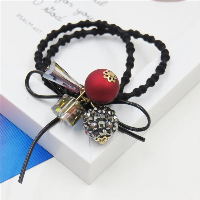 

1PCS Creativity Scrub Red Ball Elastic Hair Bands Toy For Girl Handmade Bow Headband Scrunchy Kids Hair Accessories For Women