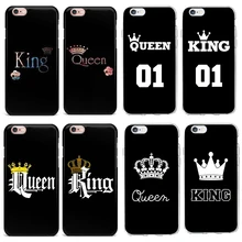 

Case For iPhone X 8 7 6 6S Plus 8 4 SE 5 5S 7 The Film King and Queen Soft TPU Cover Vintage Matte Plain Alphabet pattern Cute