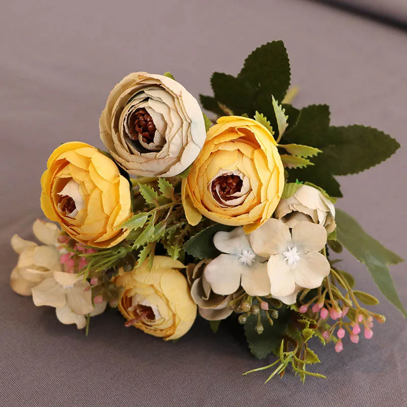 

Artificial Flowers Silk Fake Tea Rose Floral Camellia for Wedding Party Home Decoration Bouquet Store