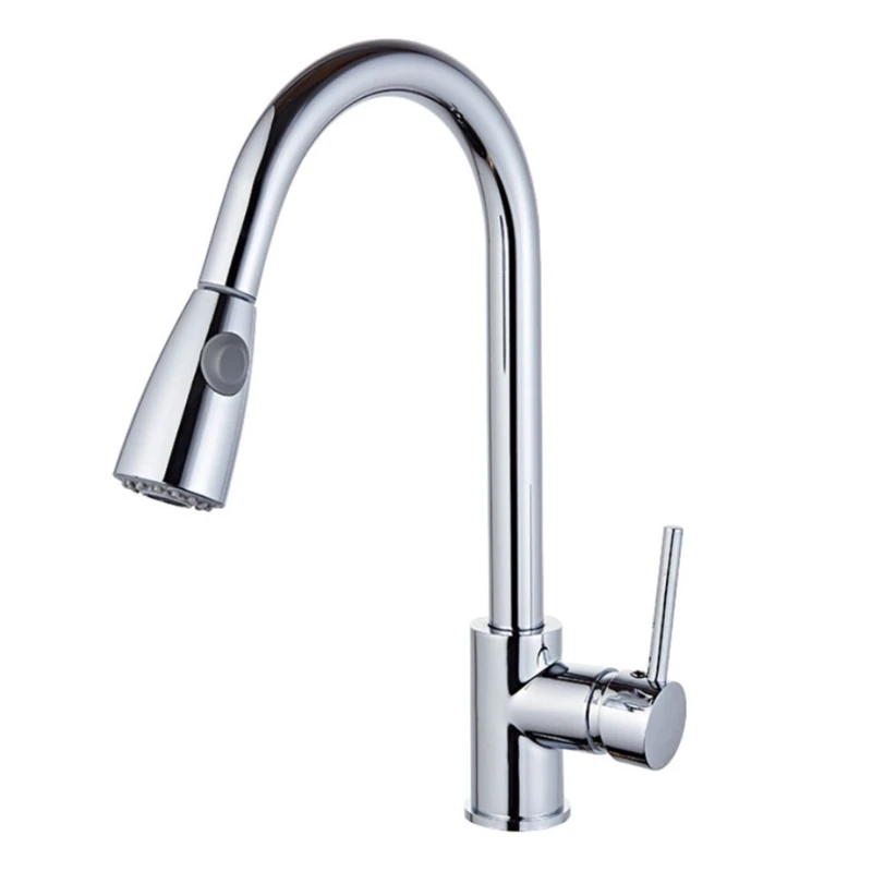 

360 Degrees Rotatable Modern Brushed Nickel Pull Out Kitchen Faucet Solid Brass Single Handle Wash Basin Sink Mixer Faucets