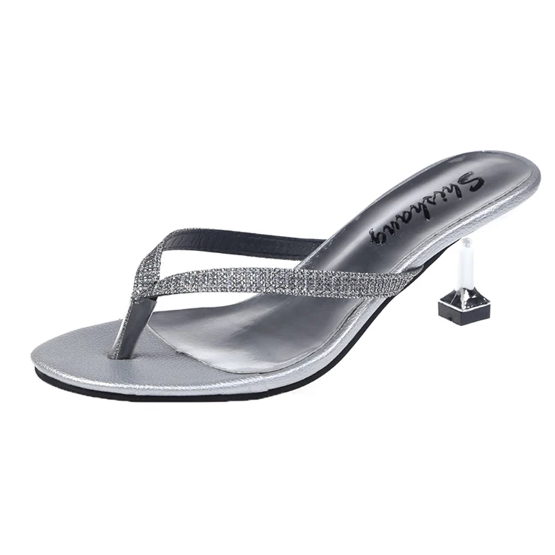 womens silver flip flops