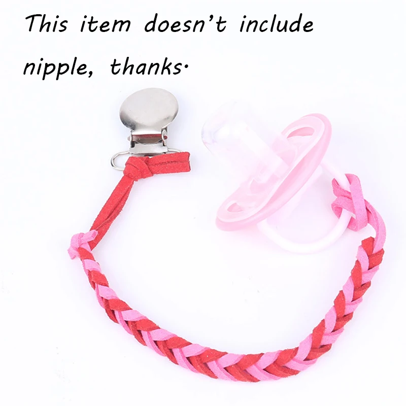 Toddler-Pacifier-Chain-Baby-Chupeta-Clip-Patchwork-Design-Knitted-Dummy-Holder-Leather-Infant-Teething-Chains- T0631 (2)