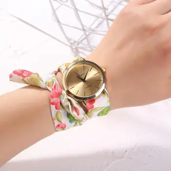 

2019 Design Ladies Flower Cloth Wristwatch Fashion Women Dress Watch High Quality Fabric Watch Sweet Girls Bracelet Watch