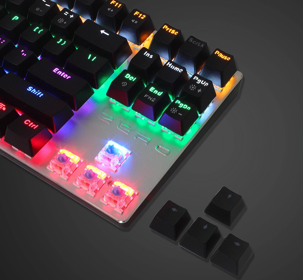 Metoo edition gaming Mechanical Keyboard 87/104 keys Anti-ghosting Luminous red switch Backlit USB Wired keyboard Hebrew/Russian