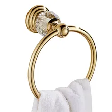 Лейден золото Отделка цинковый сплав и кристалл настенный ванная комната круглое полотенце кольцо одежда держатель для полотенец аксессуары для ванной комнаты