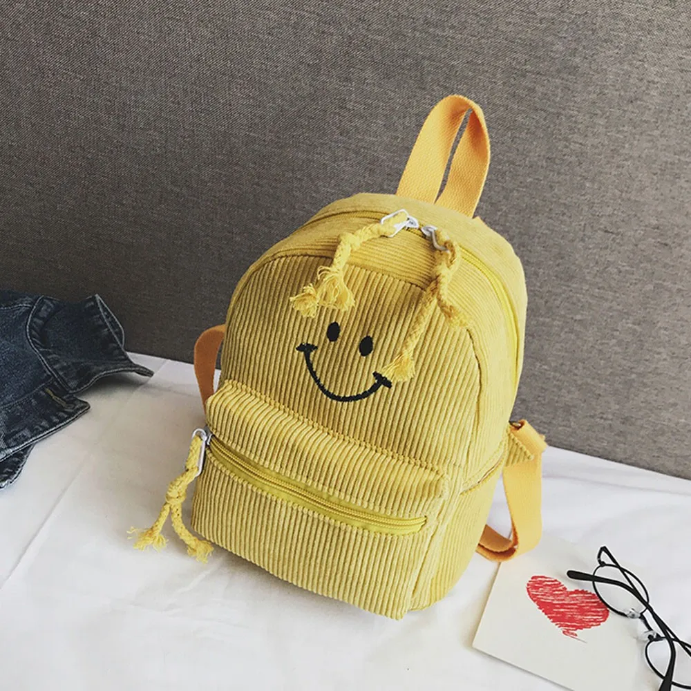 SAGACE смайлик для родителей и детей, школьная сумка для женщин и девочек, школьные сумки, маленький дорожный рюкзак, ранец, рюкзак, рюкзак, mochila feminina - Цвет: Yellow