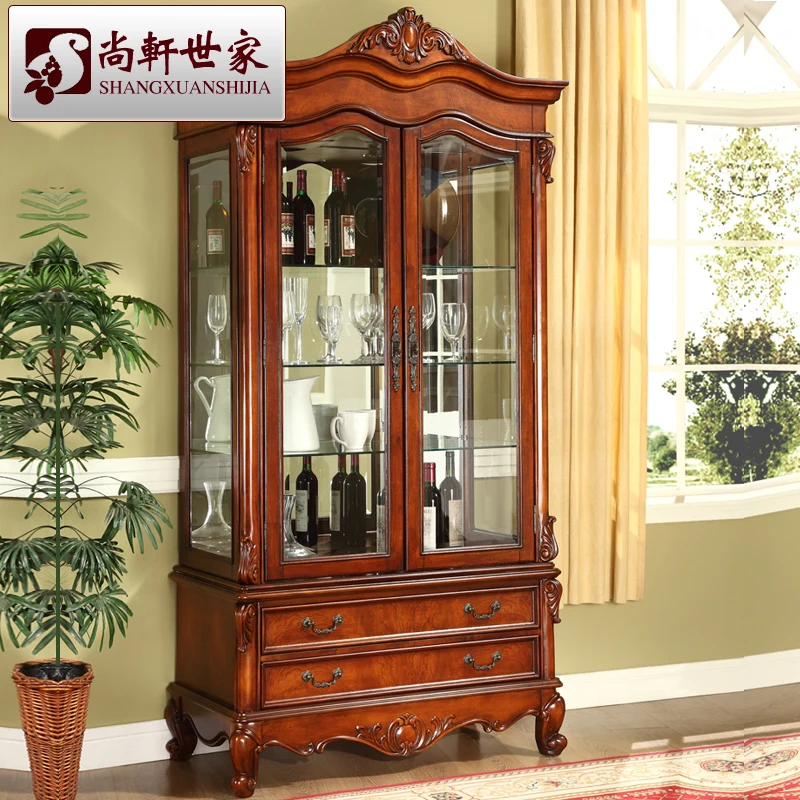 American Style Solid Wood Wine Cabinet Brief Corner Cabinet