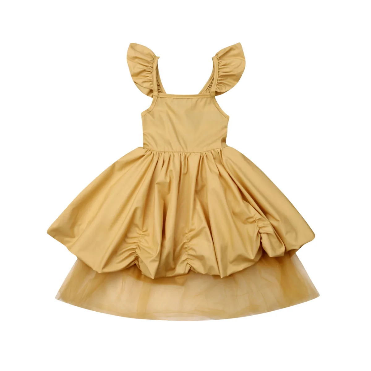 

Flower Girls Party Princess Dress Ruffles Lace Solid Wedding Tutu Tulle Kids Baby Dress Clothes