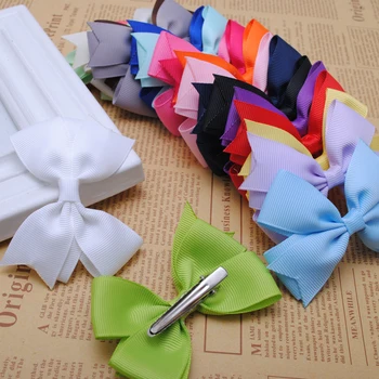

2pcs/lot high quality 3 inches cute girls grosgrain hair ribbon bows with alligator clips girls hairpins NEW ARRIVAL