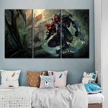

3 Panel Modern Wall Artwork Home Decorative Living Room Or Bedroom Top-Rated Canvas Print League Of Legends Zed Game Painting