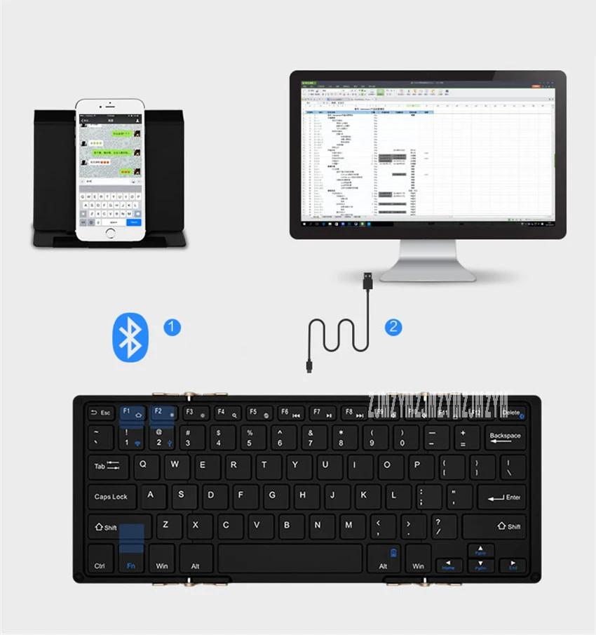 Складная Проводная Bluetooth клавиатура HB099 Эндрюс плоский мобильный телефон ноутбук общие маленькие портативные клавиатуры с подсветкой