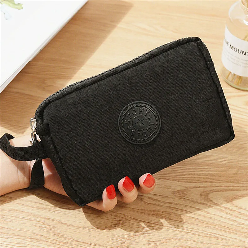 New Fashion Women Canvas Clutch Coin Phone Card Holder Zipper Lady Small Wallet Phone Bag Clutch High Quality - Цвет: Черный