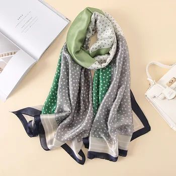 

Silk-like Scarves Holiday Beach Wraps Contrast Color Dots Scarf Shawl 180*90CM