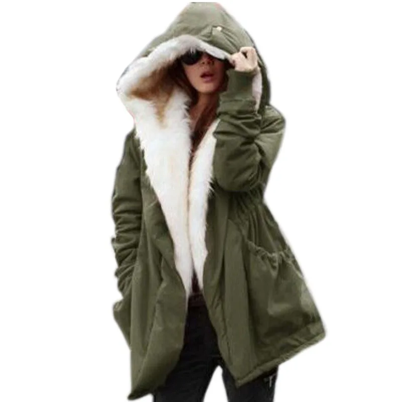 NIBESSER Winter Jacket Women 2018 Warm Faux Fur Hooded