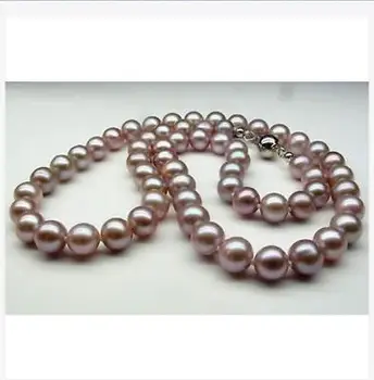 

charming 10-11mm round AAA south sea lavender pearl necklace 18inch