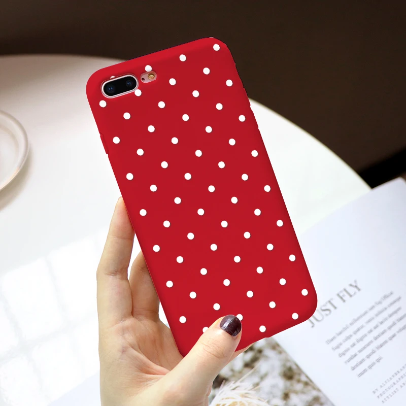 Love Heart красные матовые Мягкие силиконовые задние Чехлы для iPhone 7 8 6 6S Plus милый мультяшный чехол с котом для iPhone X XR XS Max чехол для телефона - Цвет: baidd