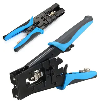 

DSHA -1pc Durable Coax Compression Crimper Tool BNC/RCA/F Crimp Connector RG59/58/6 Cable Wire Cutter Adjustable Crimping Plie