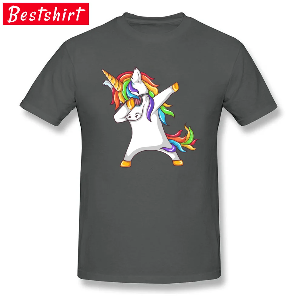 Pure Cotton Men's Short Sleeve Dabbing Unicorn T Shirts Family Tops & Tees Brand Camisa O Neck Clothing Shirt Free Shipping Dabbing Unicorn carbon
