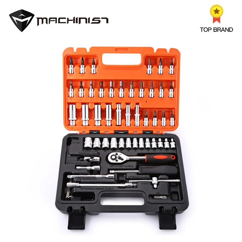 

53pcs Automobile Motorcycle Car Repair Tool Box Precision Ratchet Wrench Set Sleeve Universal Joint Hardware Tool Kit For Car