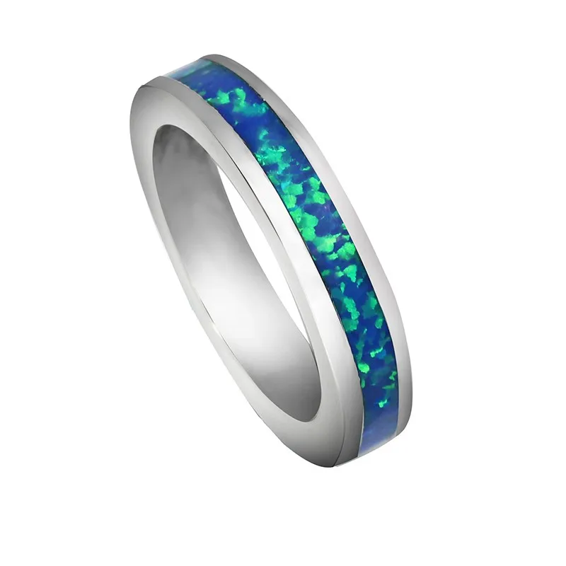 

JLR-273 Simple Round Blue Opal Rings For Women & Men OL Style Fashion Jewelry for Party