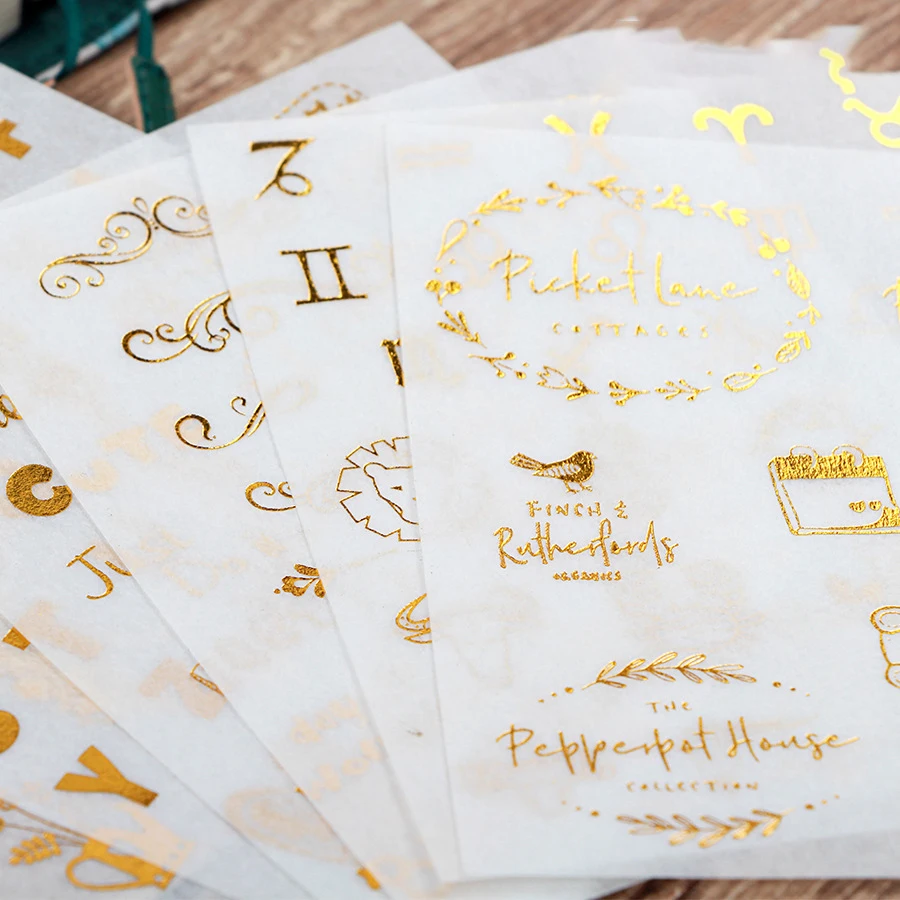 

gold 6 sheet Alphabet flower paper ticker tag design Gift Tag gift Decoration scrapbooking DIY Sticker