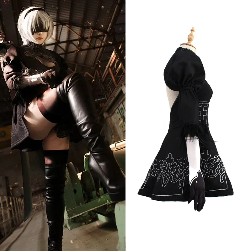 Игра NieR: Automata 9S Йорга № 9 Тип B Косплей Костюм Мужское пальто и 2B Йорга No 2 Тип B костюмы женское черное платье косплей