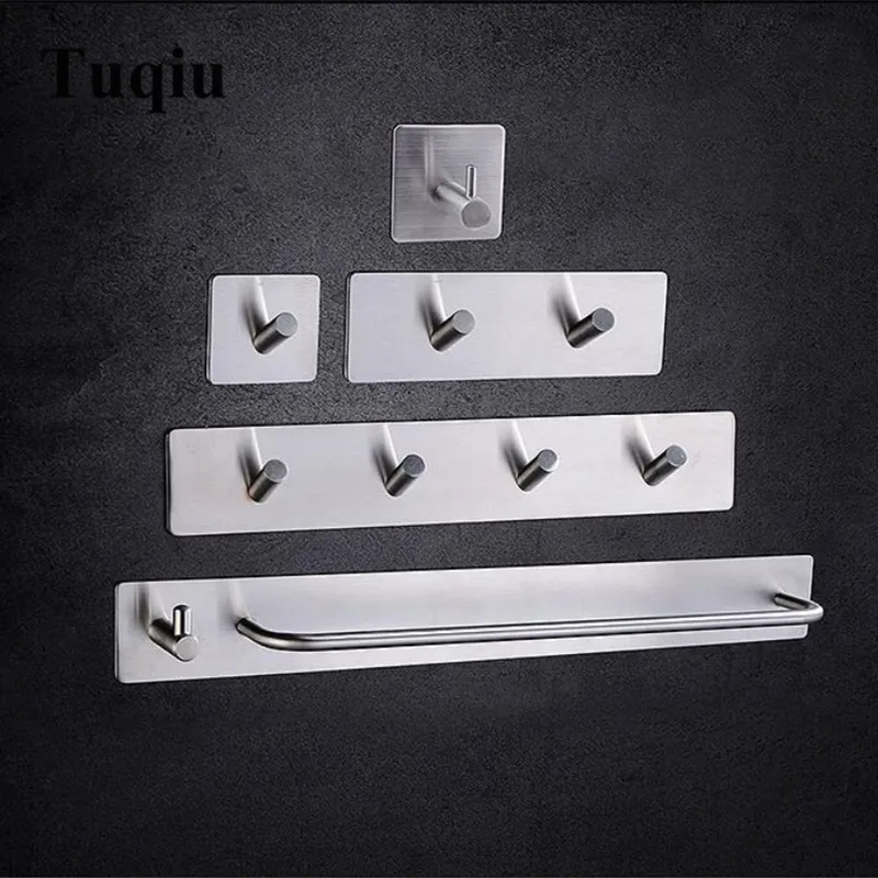 

Drill free 304 stainless steel material clothes rack cloth hook wardrobe Robe Hook for Bathroom Hanger Accessory Hanger