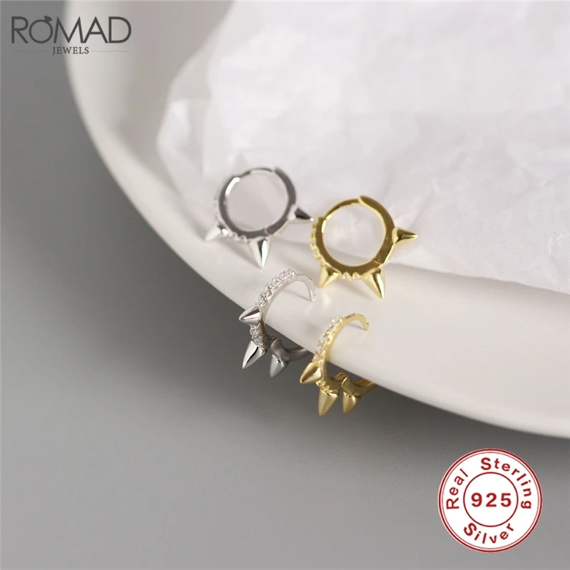 

ROMAD Punk Gold Color Small Hoop Earrings for Women Girls Circle Earrings 925 Sterling Silver Huggie Earings 2019 Jewelry R50