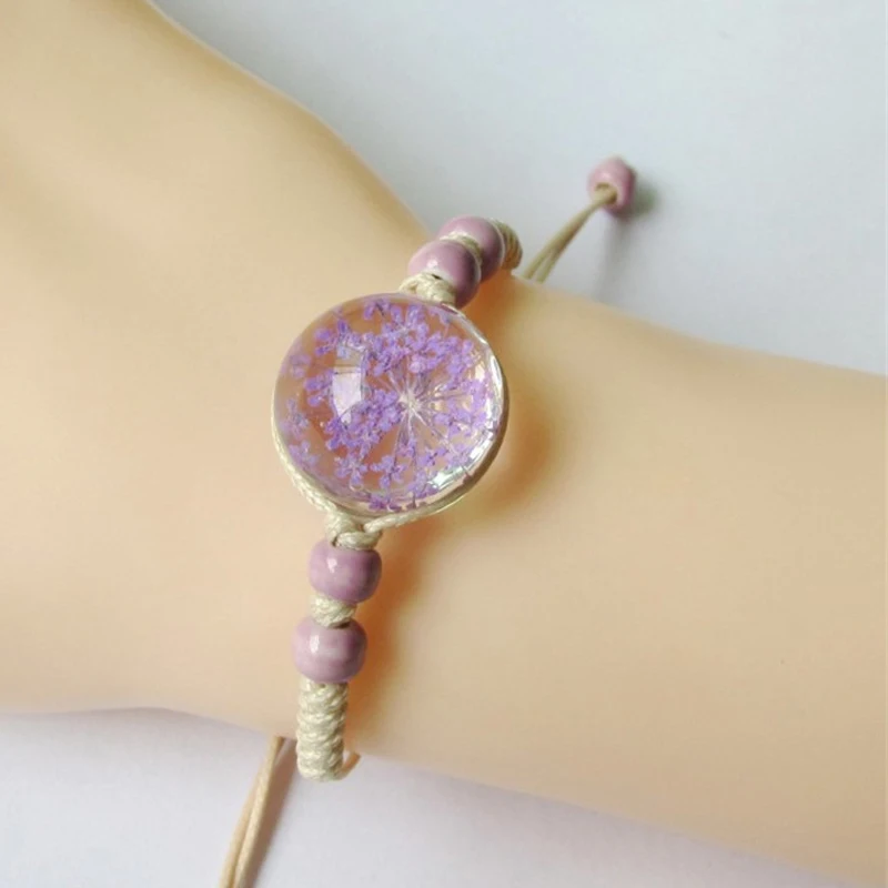 MOONROCY браслет ручной работы милые цветы фиолетовый зеленый синий розовый желтый браслет ювелирные изделия для женщин девочек подарок Прямая