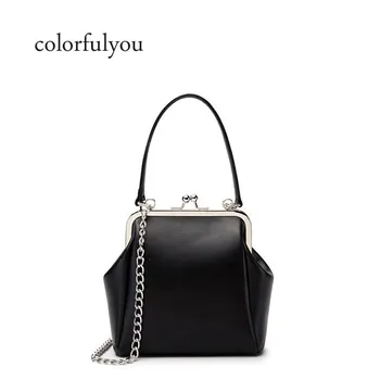 

Korean bags designer women handbag PU Tote Bag small chain Shoulder Bag Vintage metal buckle crossbody messenger bag for lady