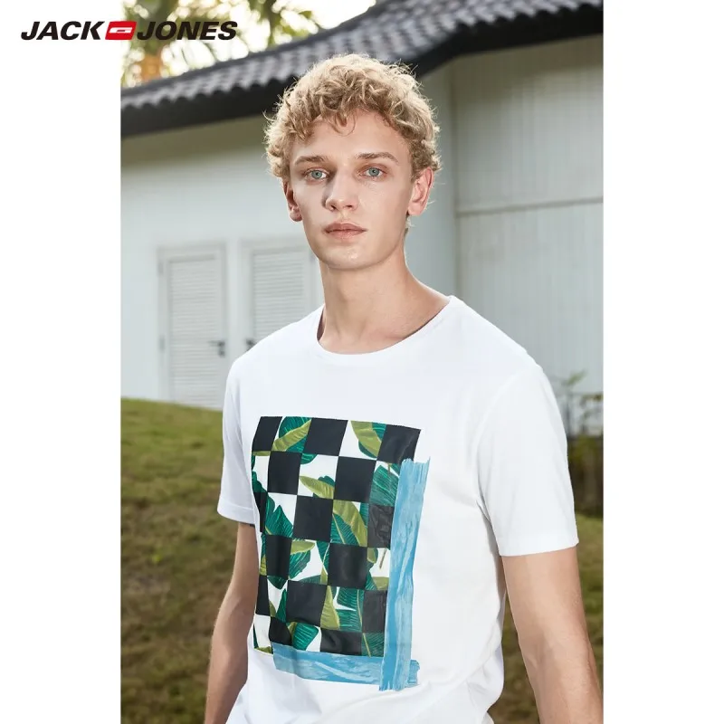 Мужская футболка с короткими рукавами JackJones 100% хлопок 219201502 2019 | одежда