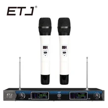 ETJ Беспроводной микрофон с Экран 50 м расстояние 2 канала ручной микрофон Системы караоке Беспроводной микрофон U-207