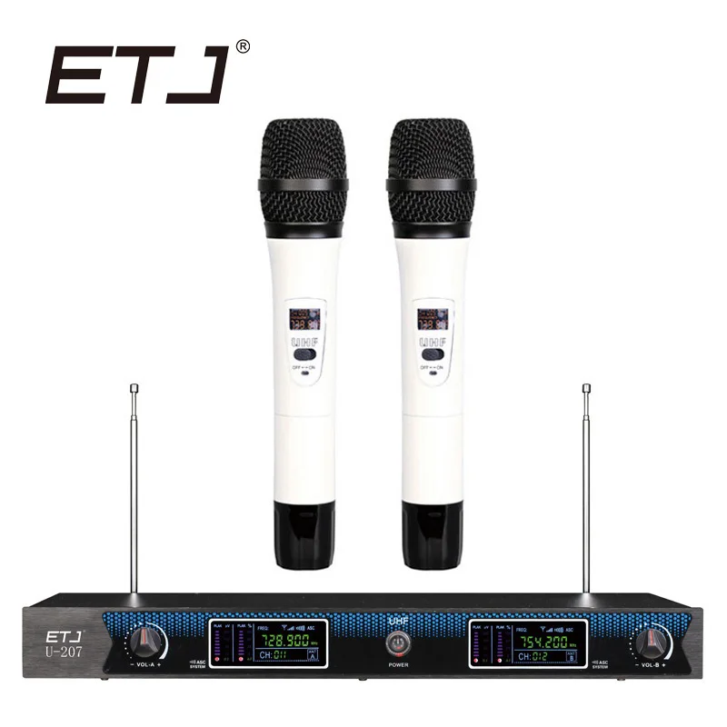 ETJ Wireless Microphone with Screen 50M Distance 2 Channel Handheld Mic