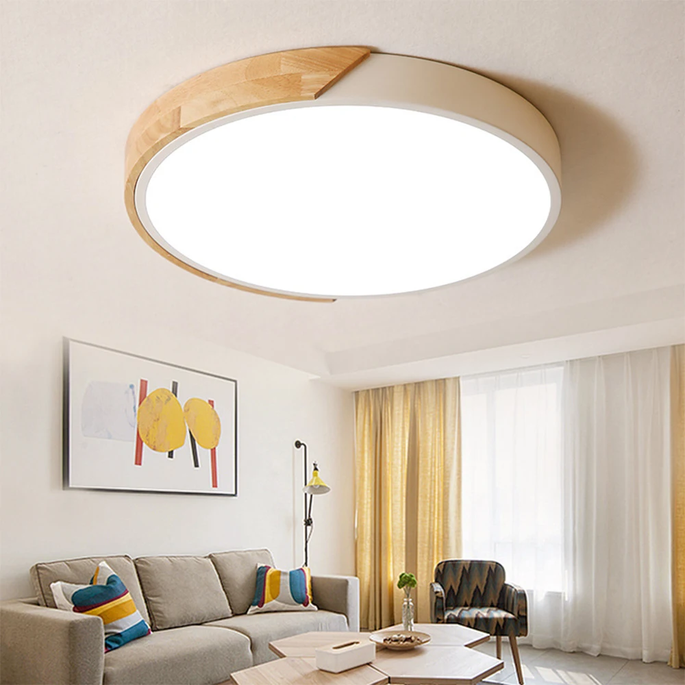 

40cm led ceiling light lamp wood living room lights 22w ultra-thin 5cm wooden lighting lamps for hall Foyer Modern Iron Acryl