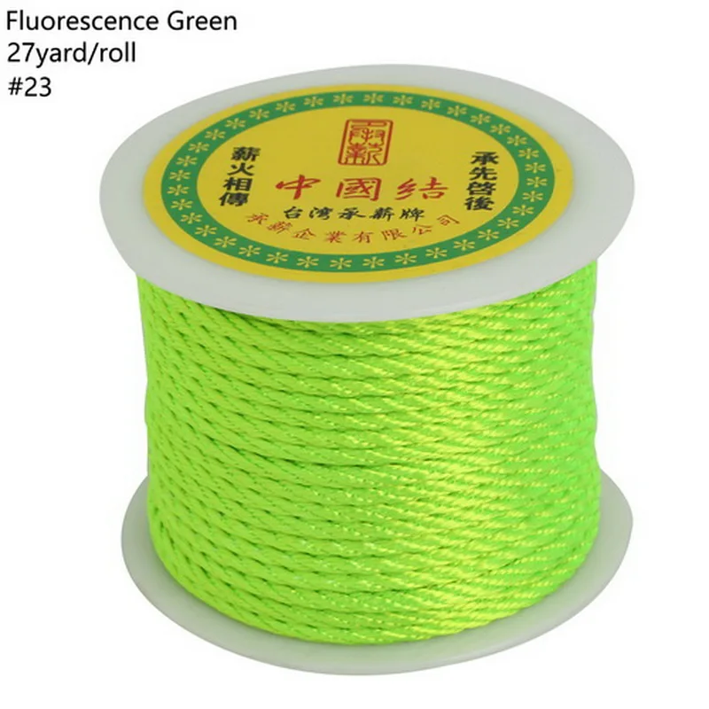 3 мм 27 ярдов/рулон нейлоновые шнуры китайский узел шнуры шелковистые бисероплетенные нити для изготовления украшений ожерелья DIY ремесло - Цвет: Fluorescent green