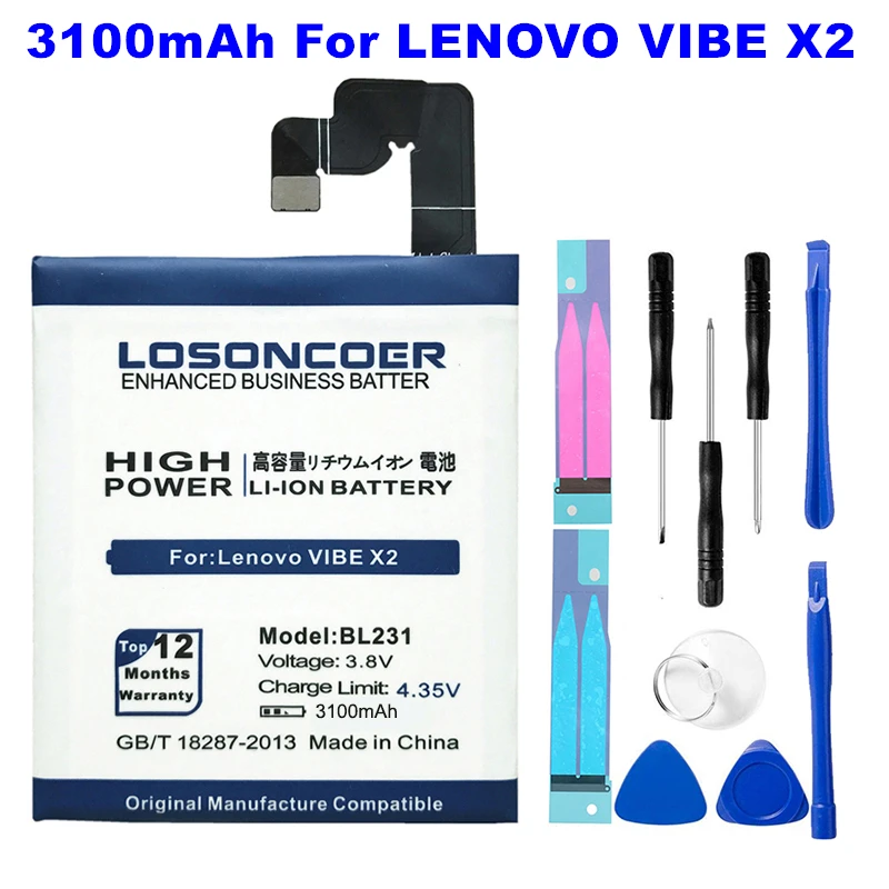 

LOSONCOER 3100mAh BL231 High Capacity Phone Battery For Lenovo VIBE X2 X2-TO X2-CU S90T S90U S90 S90E Battery