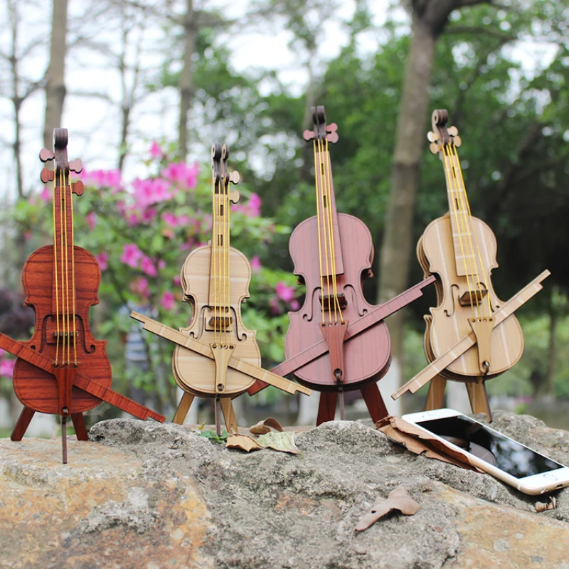 

WHISM Mini Violin Miniature Wooden Musical Instruments Collection Decorative Ornaments Model