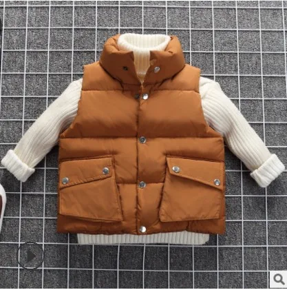 Spring/Autumn/Winter Children Waistcoat Boys Girls Stand Collar Solid Cotton Padded Coat Warm Sleeveless Vest Jacket BC287 - Цвет: yellow